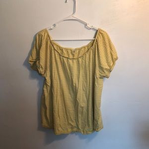 Yellow striped off shoulder shirt